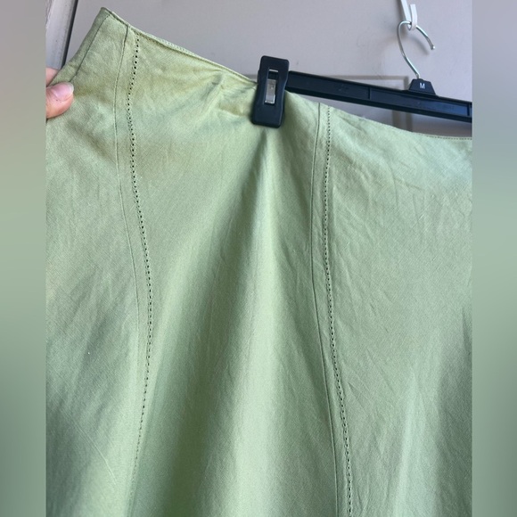Caren Sport Linen Blend Flowy Midi Skirt 3X Light Sage Green - Picture 3 of 6